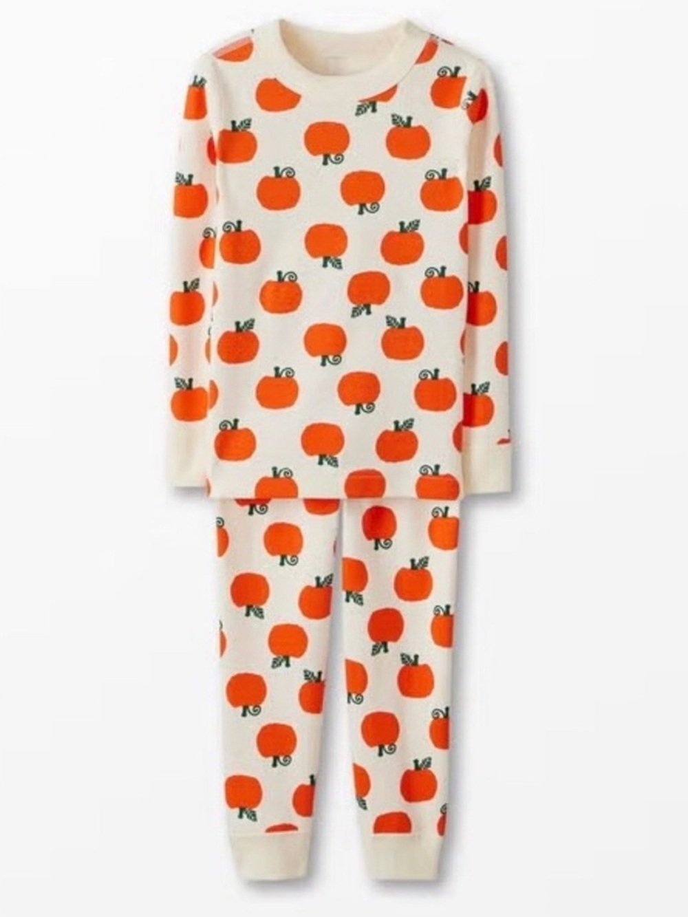 NWT Hanna Andersson Cream Pajama Set with Orange Pumpkin Print